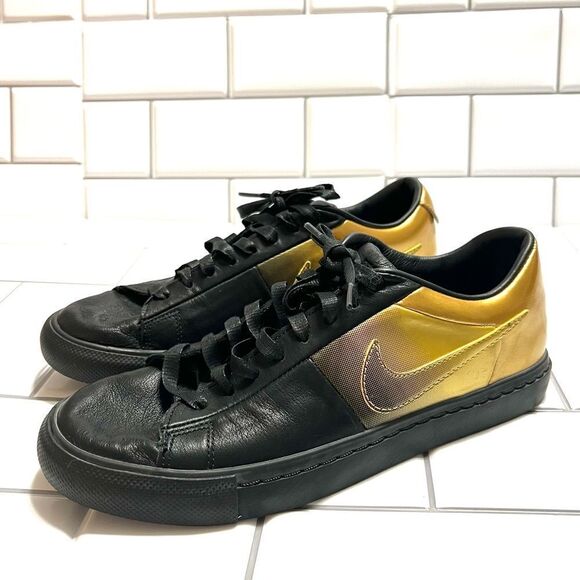 Nike Blazer Low x Pedro Lourenco Black and Gold Low Top Sneakers Leather Size 8 - Picture 1 of 15